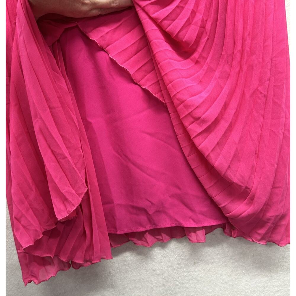 CECE Ruffle Pleated Shift Dress Womens Size 1X Bright Rose Lined - Picture 4 of 9